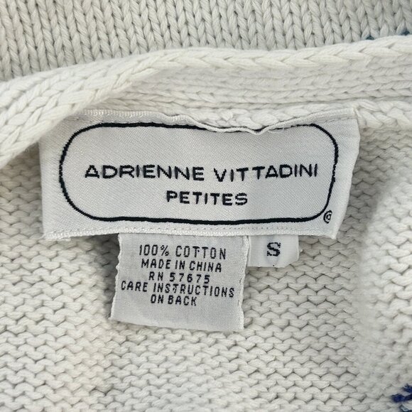 Adrienne Vittadini Vintage Blue Floral Cottage Grandma Cardigan Sweater Size S - Picture 3 of 11